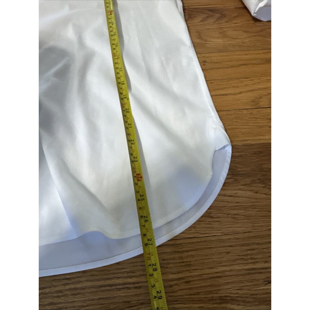 Chico's XL (3) 14 White No Iron Stretch Button Down Tunic Stitch Collar Minimali - Picture 8 of 10